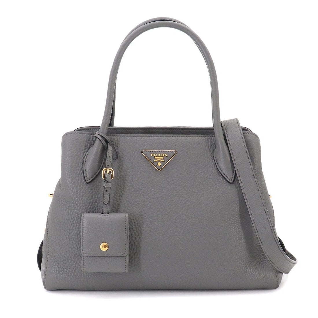 PRADA 2WAY HAND SHOULDER BAG LEATHER GRAY PURSE: PRADA 2way Hand Shoulder Bag Leather gray Purse Brand: PRADA Type/Style: Hand Bag / Shoulder Bag Material: Leather Color: Gray Size: W 12.99 inch, H 9.45 inch, D 5.71 inch Accessories: None