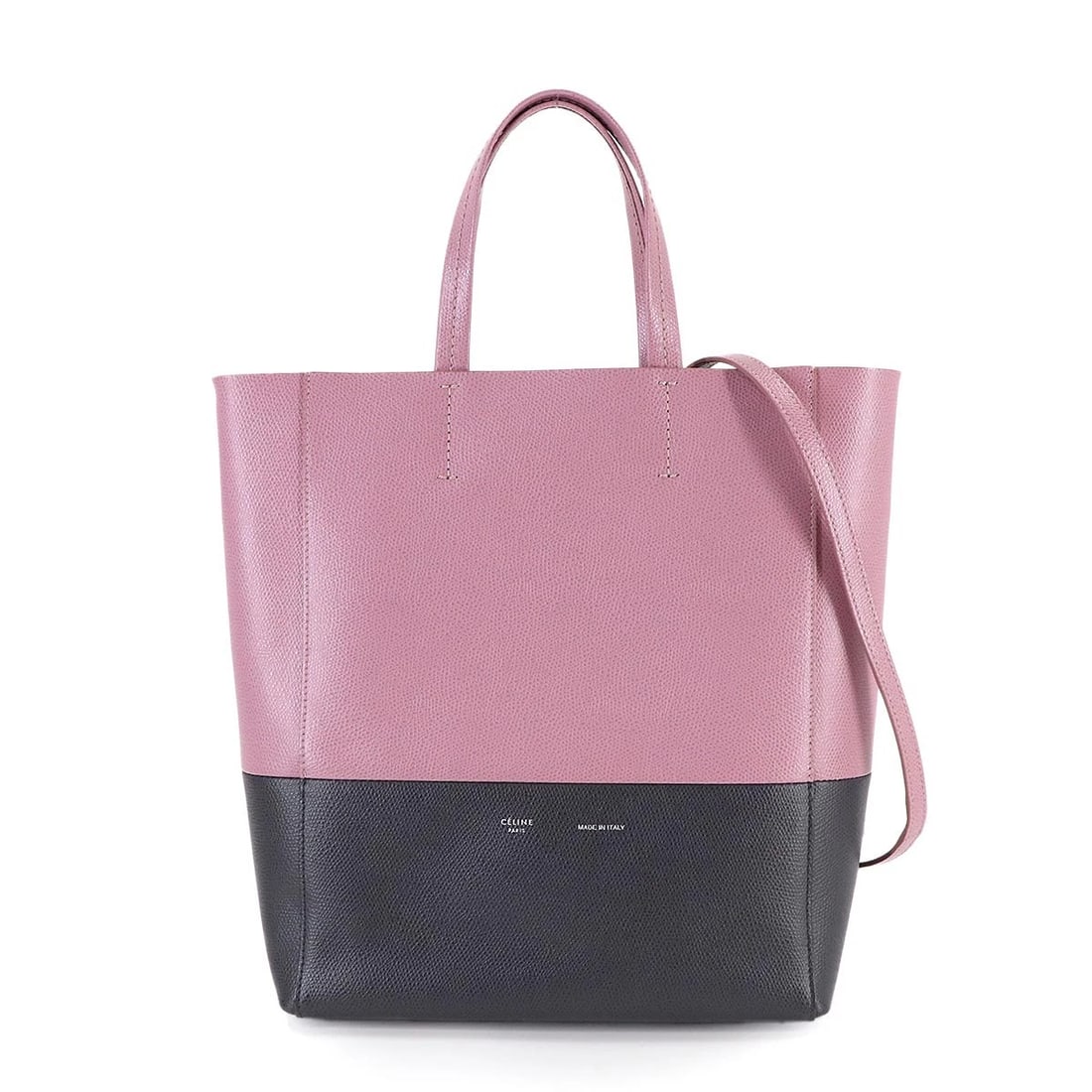 CELINE SMALL VERTICAL CABAS 2WAY TOTE SHOULDER BAG: CELINE Small Vertical Cabas 2way Tote Shoulder Bag Brand: CELINE Type/Style: Tote Bag / Shoulder Bag Material: Leather Color: Antique rose , Liquorice Size: W 9.25 inch, H 11.02 inch, D 3.94 inch