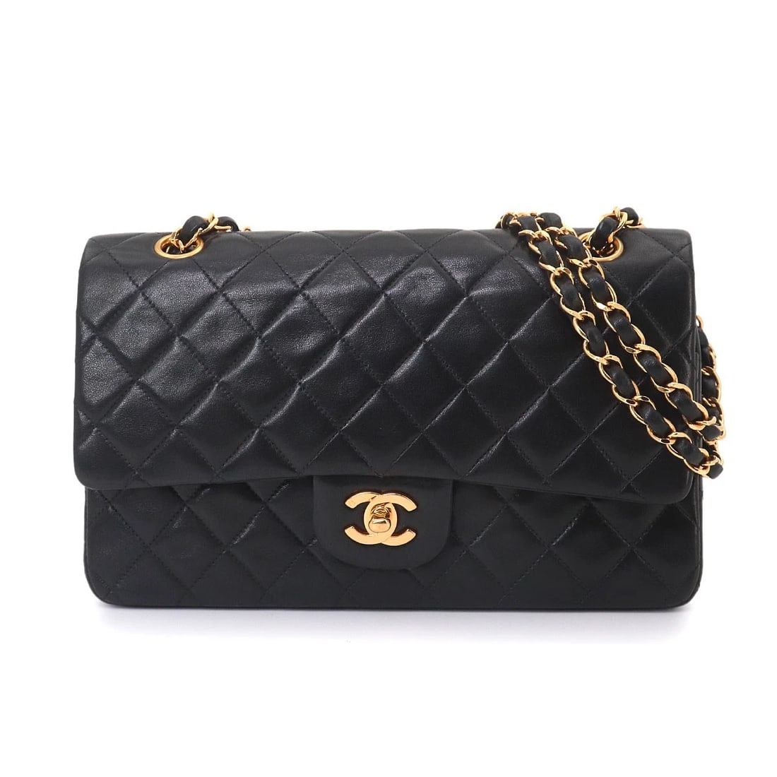 CHANEL MATELASSE 25 CHAIN SHOULDER BAG LEATHER BLACK: CHANEL Matelasse 25 Chain Shoulder Bag Leather Black Brand: CHANEL Type/Style: Shoulder Bag Material: Leather Color: Black Size: W 10.04 inch, H 6.10 inch, D 2.76 inch Accessories: None Ac