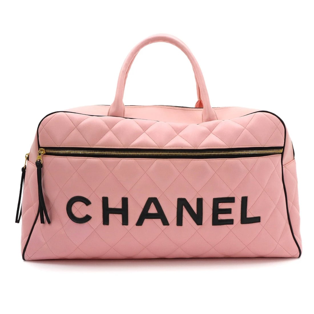 CHANEL MATELASSE BOSTON BAG LEATHER PINK: CHANEL Matelasse Boston Bag Leather Pink Brand: CHANEL Type/Style: Boston Bag Material: Leather Color: Pink , Black Size: W 18.90 inch, H 10.24 inch, D 5.71 inch Accessories: None Accessor