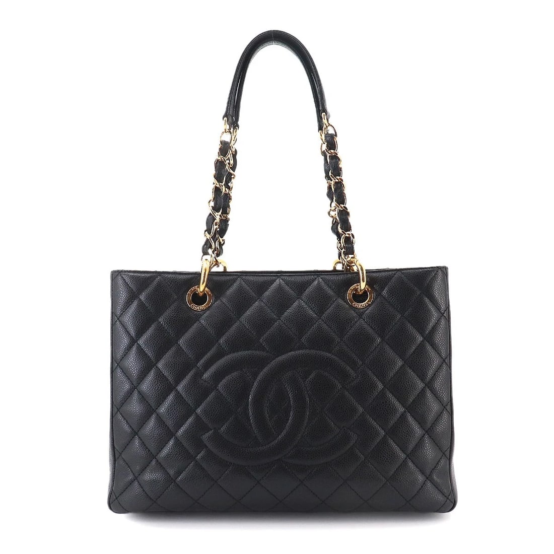 CHANEL MATELASSE GRAND SHOPPING TOTE BAG LEATHER BLACK: CHANEL Matelasse Grand Shopping Tote Bag Leather Black Brand: CHANEL Type/Style: Tote Bag Material: Leather Color: Black Size: W 12.99 inch, H 9.65 inch, D 5.12 inch Accessories: None Acce