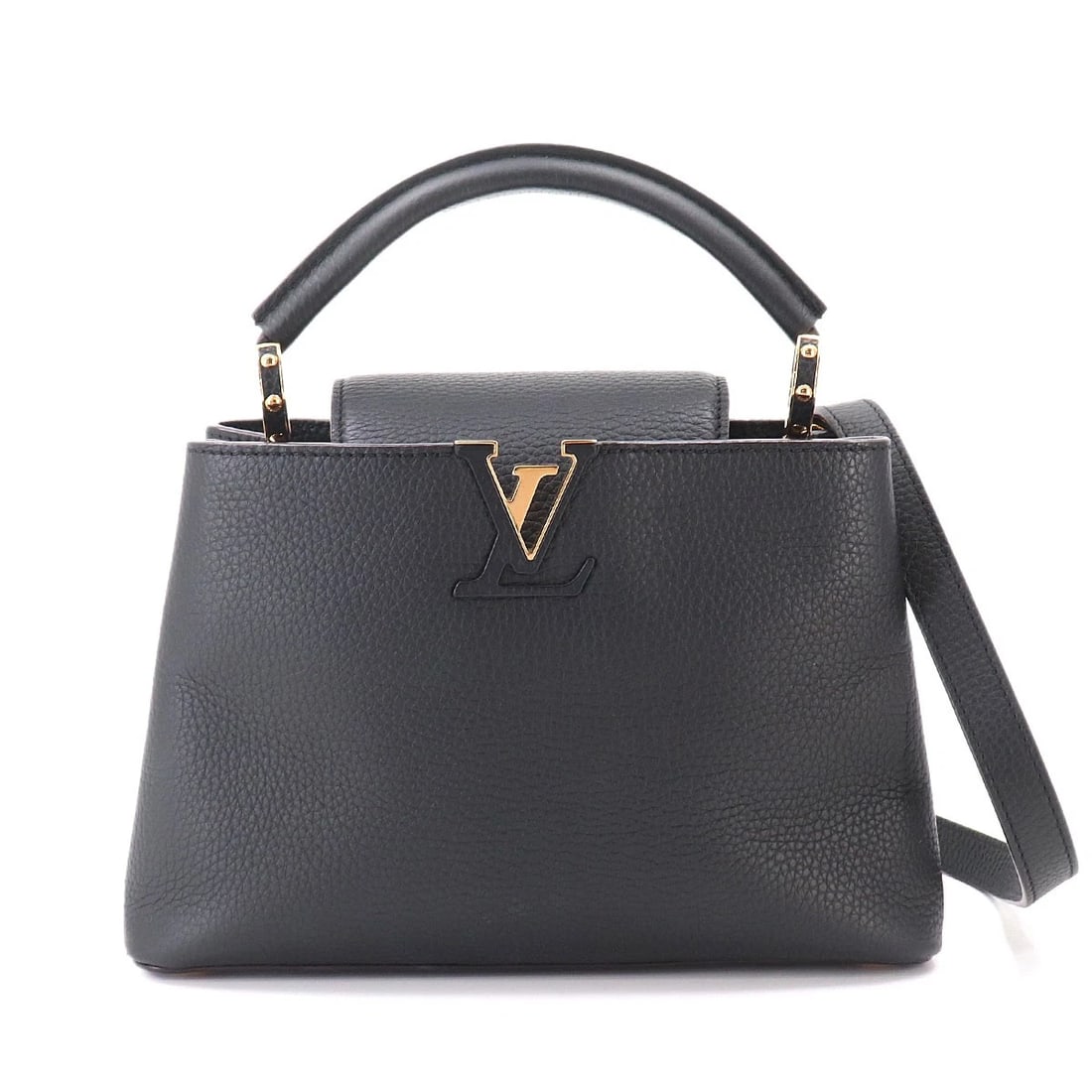 LOUIS VUITTON CAPUCINES BB HAND SHOULDER BAG: LOUIS VUITTON Capucines BB Hand Shoulder Bag Brand: LOUIS VUITTON Type/Style: Hand Bag / Shoulder Bag Material: Taurillon Leather Color: Black Size: W 10.63 inch, H 6.89 inch, D 3.54 inch Accessor