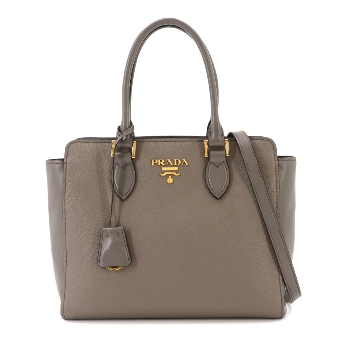 PRADA 2WAY HAND SHOULDER BAG SAFFIANO LEATHER GRAY: PRADA 2way Hand Shoulder Bag Saffiano Leather Gray Brand: PRADA Type/Style: Hand Bag / Shoulder Bag Material: Saffiano Leather Color: Gray Size: W 10.24 inch, H 8.66 inch, D 3.74 inch Accessories: