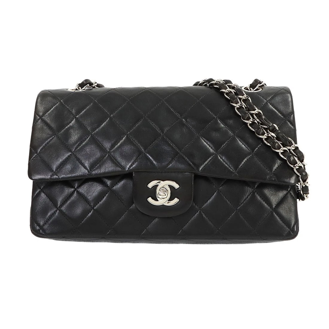 CHANEL MATELASSE 25 CHAIN SHOULDER BAG LEATHER BLACK: CHANEL Matelasse 25 Chain Shoulder Bag Leather Black Brand: CHANEL Type/Style: Shoulder Bag Material: Leather Color: Black Size: W 9.84 inch, H 5.91 inch, D 2.56 inch Accessories: None Acc