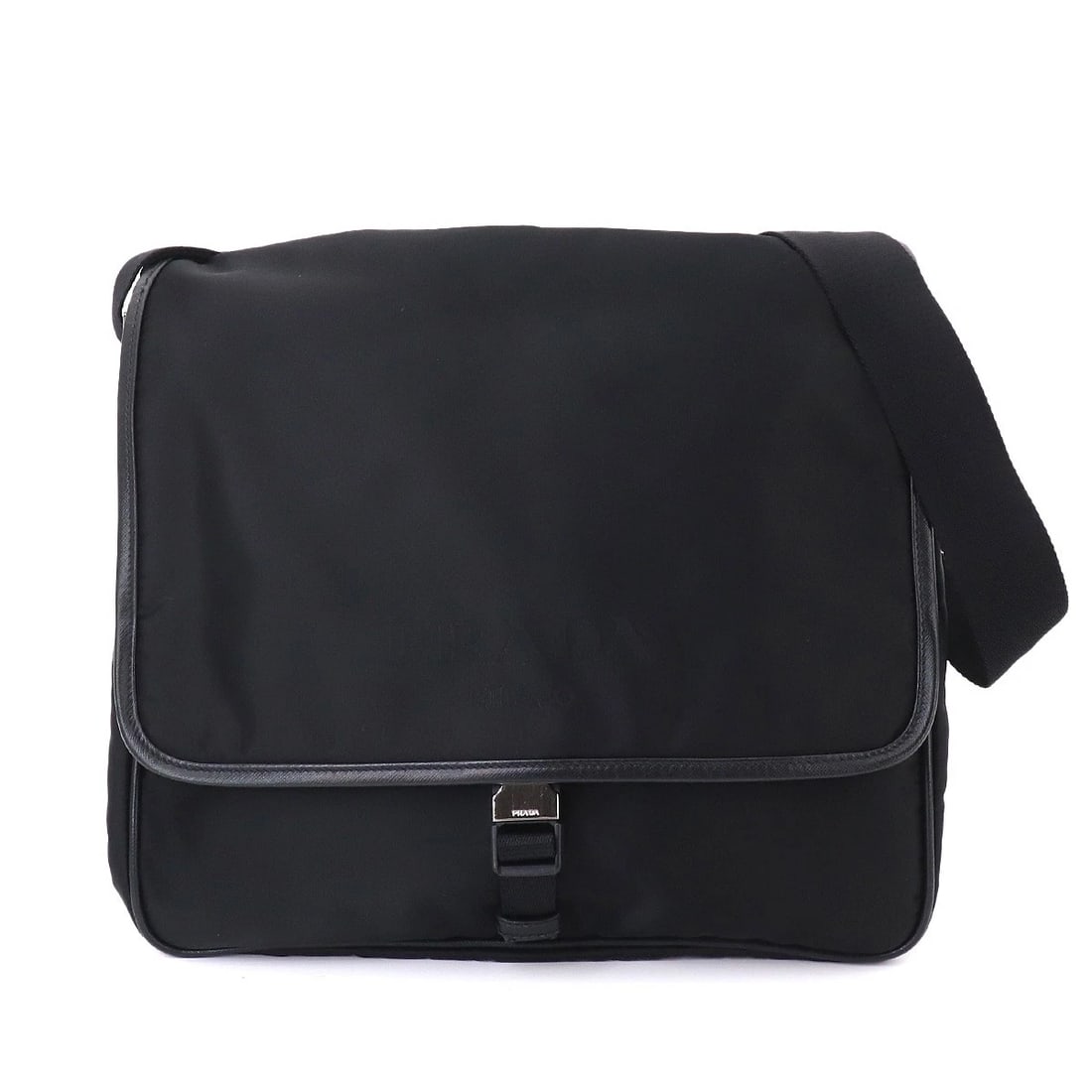 PRADA MESSENGER SHOULDER BAG NYLON SAFFIANO: PRADA Messenger Shoulder Bag Nylon Saffiano Brand: PRADA Type/Style: Shoulder Bag Material: Nylon , Saffiano Leather Color: Nero Size: W 12.20 inch, H 11.81 inch, D 5.12 inch Accessories: None