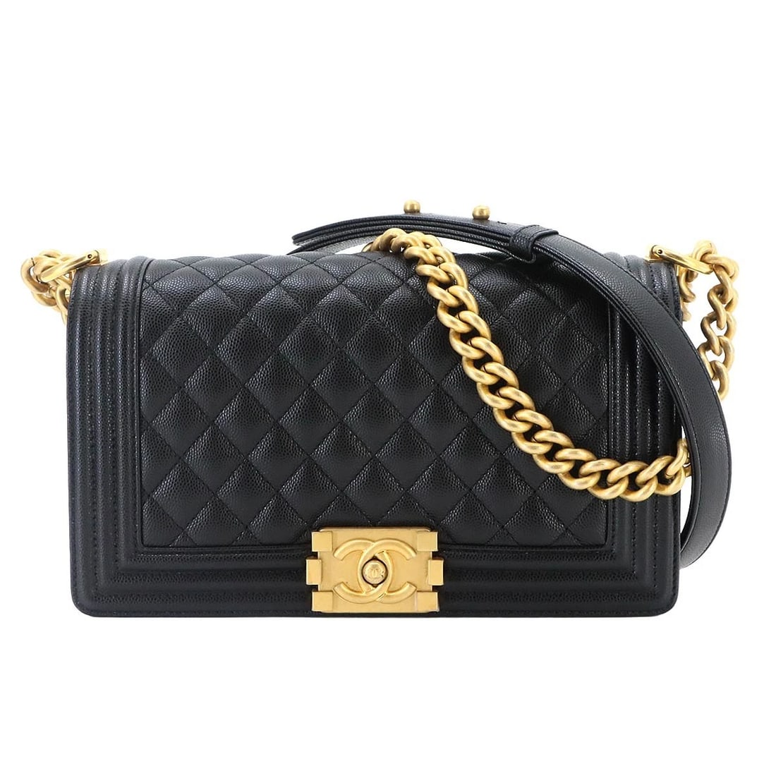 CHANEL BOY CHANEL CHAIN SHOULDER BAG LEATHER: CHANEL BOY CHANEL Chain Shoulder Bag Leather Brand: CHANEL Type/Style: Shoulder Bag Material: Leather Color: Black Size: W 9.84 inch, H 5.91 inch, D 2.95 inch Accessories: None Accessories