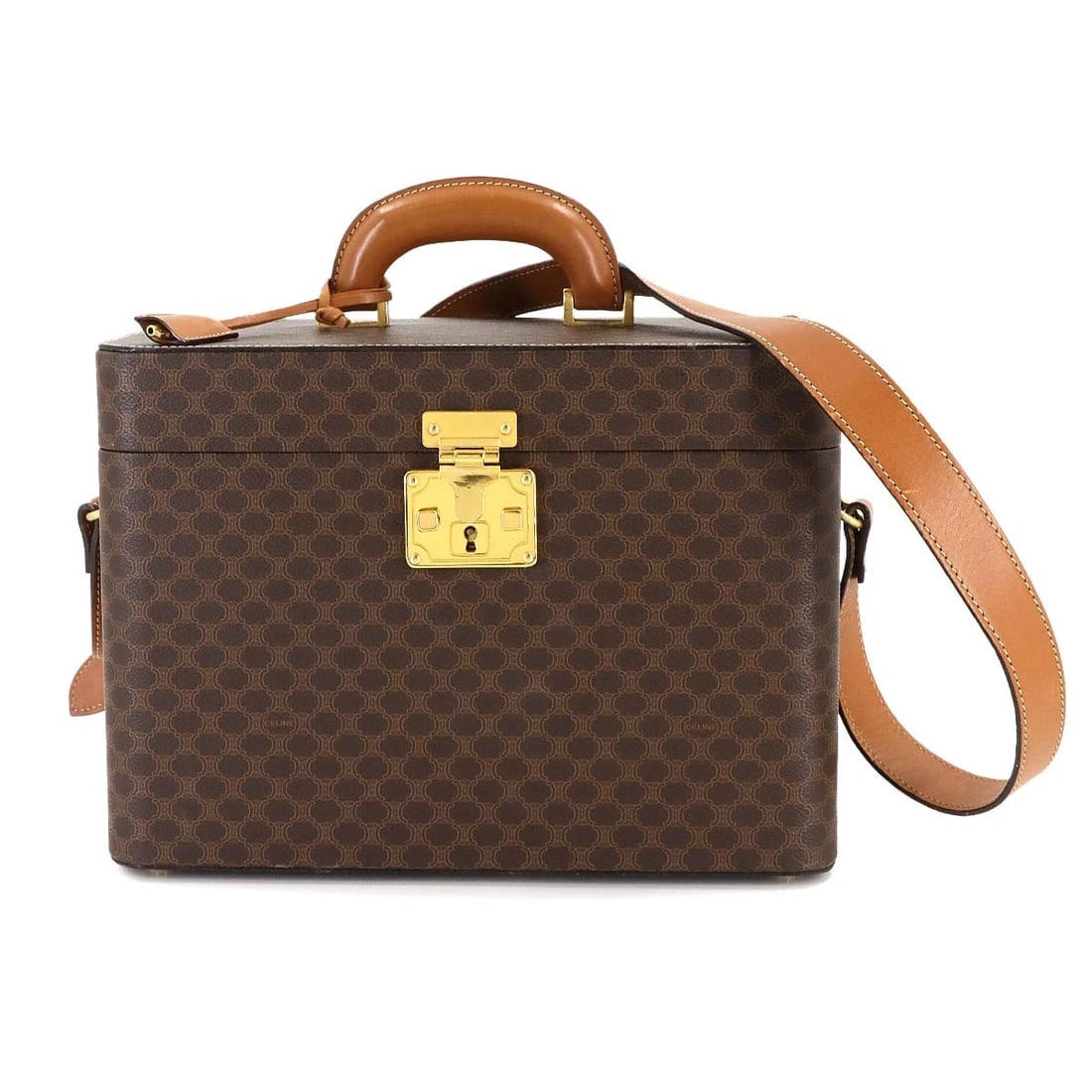 CELINE MACADAM VANITY HAND SHOULDER BAG PVC: CELINE Macadam Vanity Hand Shoulder Bag PVC Brand: CELINE Type/Style: Hand Bag Material: PVC , Leather Color: Brown Size: W 12.60 inch, H 9.06 inch, D 7.87 inch Accessories: None Accessori