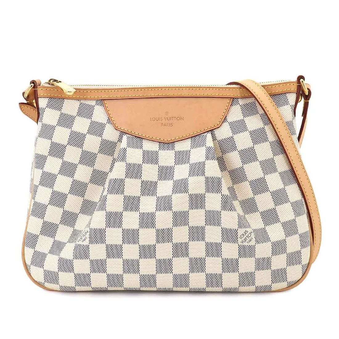 LOUIS VUITTON DAMIER AZUR SIRACUSA PM SHOULDER BAG: LOUIS VUITTON Damier Azur Siracusa PM Shoulder Bag Brand: LOUIS VUITTON Type/Style: Shoulder Bag Material: Damier Azur Canvas Color: Damier Azur Size: W 11.81 inch, H 8.66 inch, D 3.54 inch Access