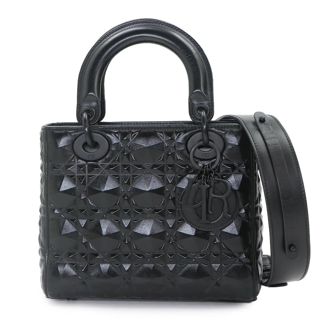 CHRISTIAN DIOR LADY DIOR HAND SHOULDER BAG LEATHER: Christian Dior Lady Dior Hand Shoulder Bag Leather Brand: Christian Dior Type/Style: Hand Bag / Shoulder Bag Material: Leather Color: Black Size: W 7.87 inch, H 6.50 inch, D 3.15 inch Accessories: