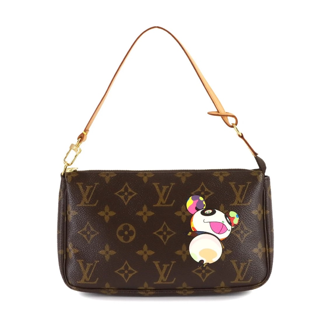LOUIS VUITTON MONOGRAM PANDA POCHETTE ACCESSOIRES HAND BAG: LOUIS VUITTON Monogram Panda Pochette Accessoires Hand Bag Brand: LOUIS VUITTON Type/Style: Hand Bag Material: Monogram Canvas Color: Monogram , Multicolor Size: W 8.27 inch, H 4.92 inch, D 1.38 inch 