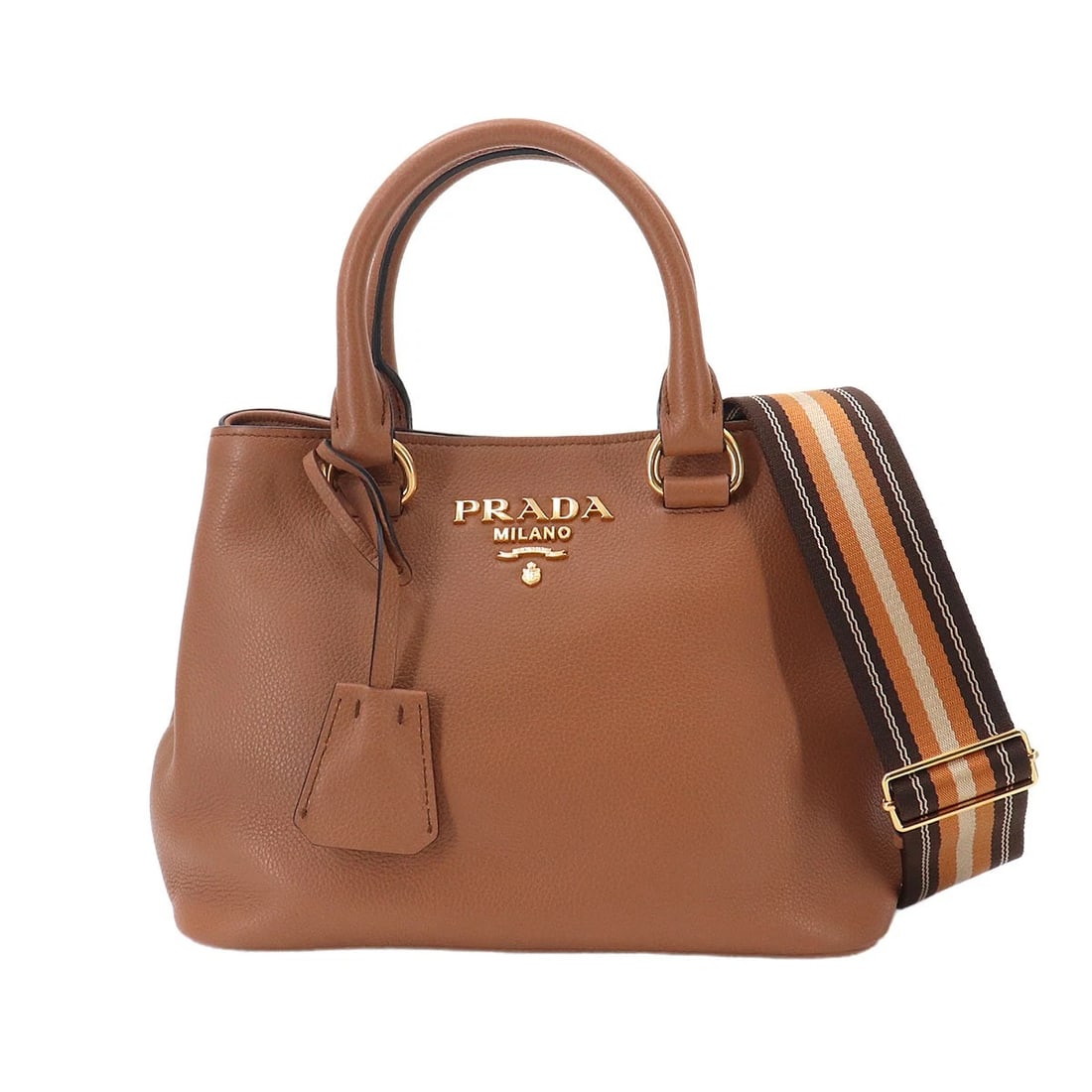PRADA 2WAY HAND SHOULDER BAG LEATHER BROWN: PRADA 2way Hand Shoulder Bag Leather Brown Brand: PRADA Type/Style: Hand Bag / Shoulder Bag Material: Leather Color: Brown Size: W 9.84 inch, H 7.09 inch, D 5.51 inch Accessories: None Acc
