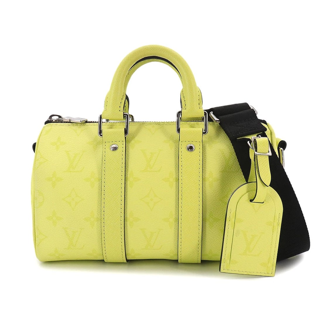 LOUIS VUITTON TAIGARAMA KEEPALL BANDOULIERE 25 HAND SHOULDER BAG: LOUIS VUITTON Taigarama Keepall Bandouliere 25 Hand Shoulder Bag Brand: LOUIS VUITTON Type/Style: Hand Bag / Shoulder Bag Material: Monogram canvas , Taiga leather Color: Lemon yellow Size: W 9.84 inc