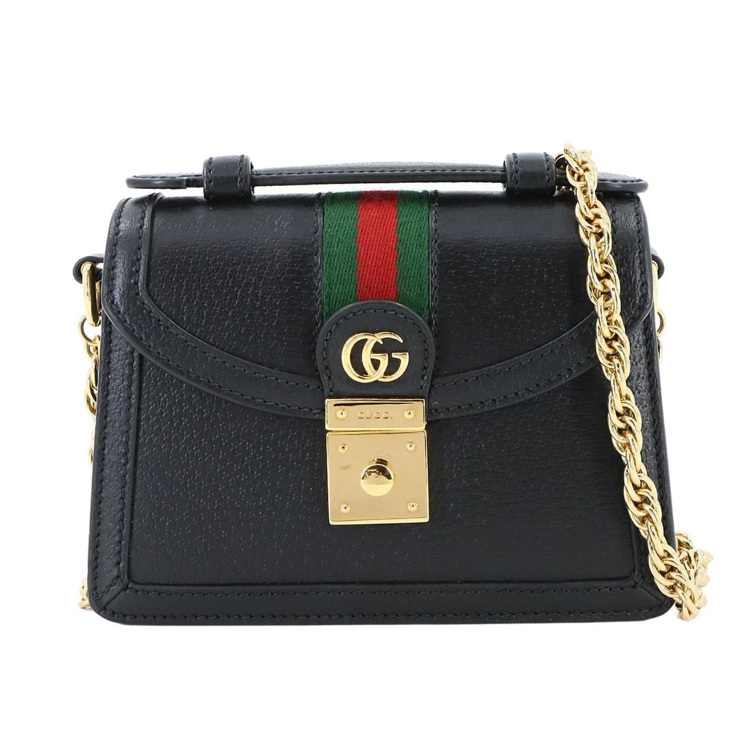 GUCCI OPHIDIA MINI HAND CHAIN SHOULDER BAG: GUCCI Ophidia Mini Hand Chain Shoulder Bag Brand: GUCCI Type/Style: Shoulder Bag / Hand Bag Material: Leather Color: Black Size: W 7.09 inch, H 4.92 inch, D 2.36 inch Accessories: None Acc
