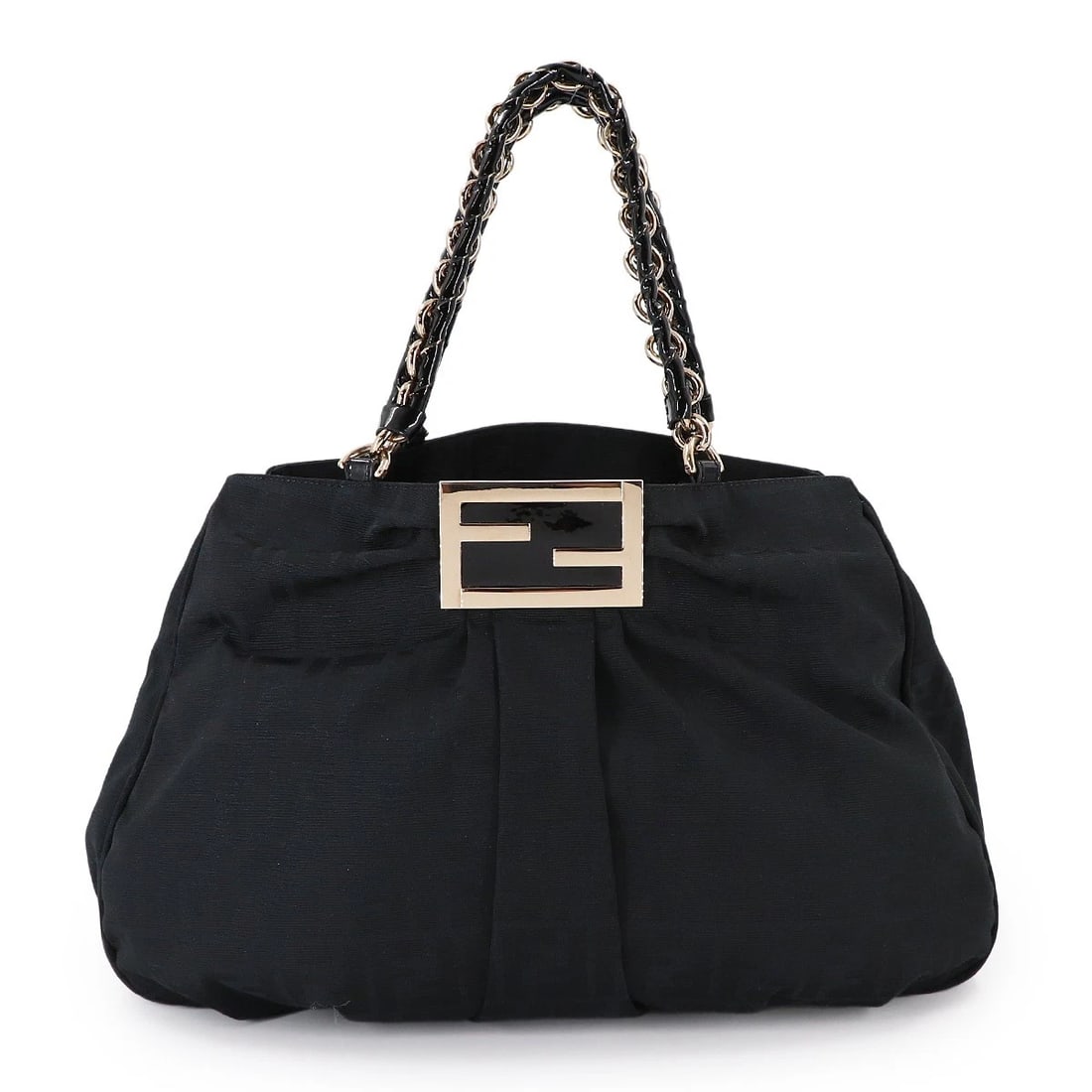 FENDI ZUCCA CHAIN TOTE BAG CANVAS ENAMEL BLACK (1 of 5)