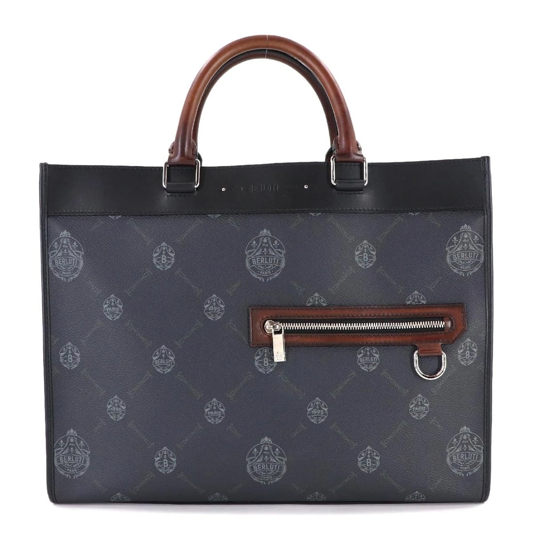 BERLUTI ULYSSE SMALL 2WAY TOTE SHOULDER BAG: Berluti Ulysse Small 2way Tote Shoulder Bag Brand: Berluti Type/Style: Tote Bag / Shoulder Bag Material: PVC , Venezia Leather Color: Black , Brown Size: W 15.75 inch, H 12.20 inch, D 5.31 inch Ac