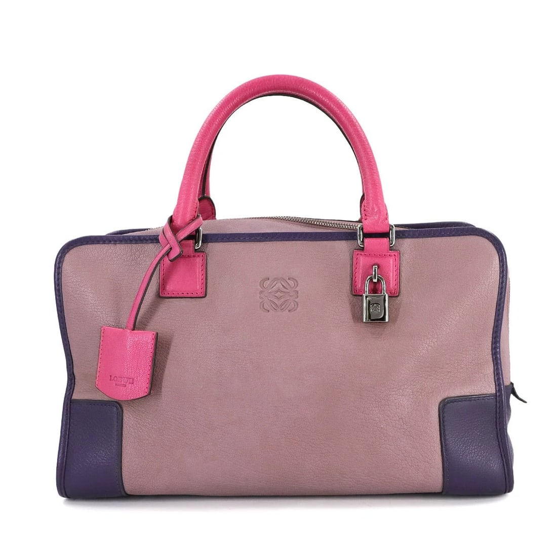 LOEWE 36 HAND BAG LEATHER PINK PURPLE ANAGRAM: LOEWE 36 Hand Bag Leather Pink Purple Anagram Brand: LOEWE Type/Style: Hand Bag Material: Leather Color: Pink , Purple Size: W 13.98 inch, H 8.27 inch, D 5.91 inch Accessories: None Access