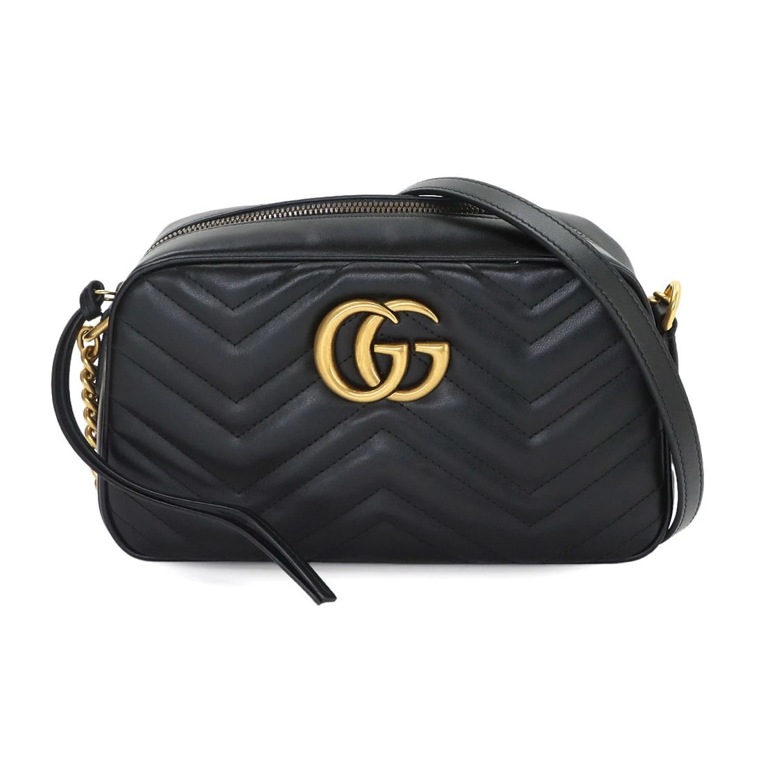GUCCI GG MARMONT CHAIN SHOULDER BAG LEATHER BLACK: GUCCI GG Marmont Chain Shoulder Bag Leather Black Brand: GUCCI Type/Style: Shoulder Bag Material: Leather Color: Black Size: W 9.45 inch, H 5.51 inch, D 2.76 inch Accessories: None Accesso
