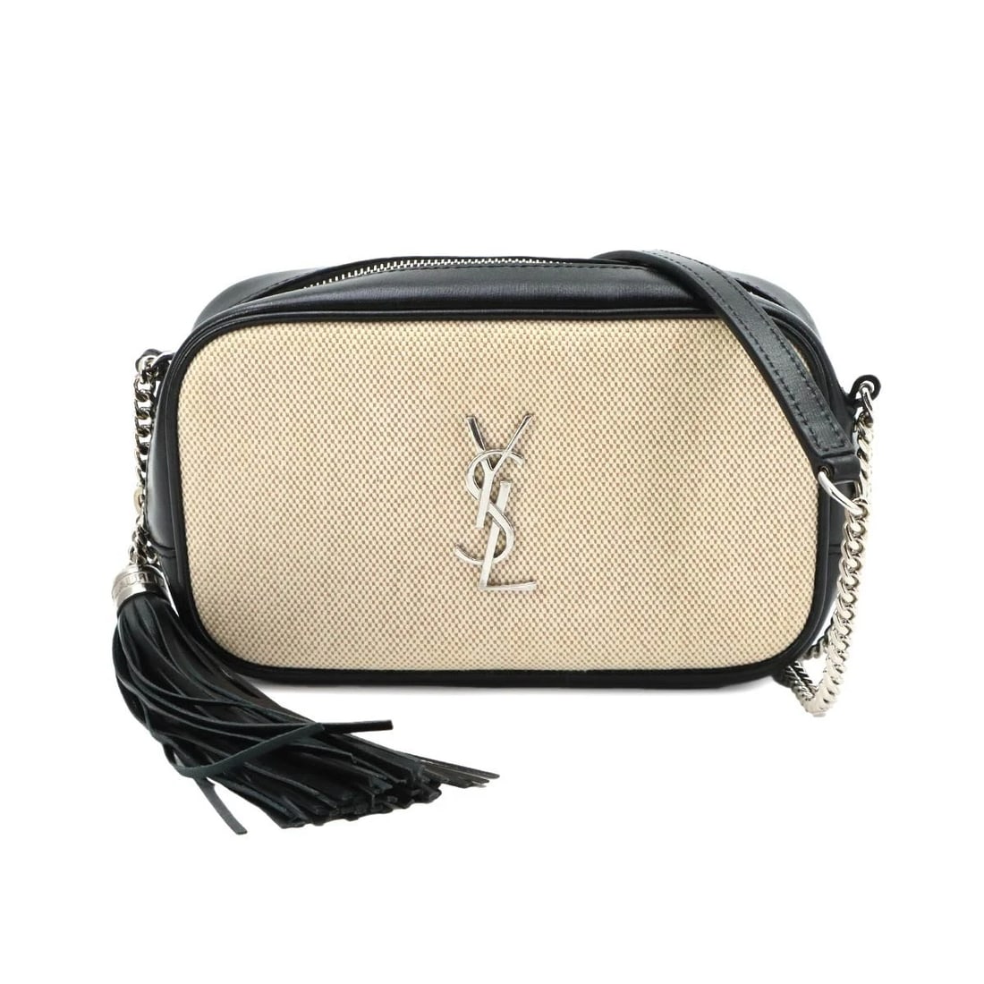 SAINT LAURENT LOU CAMERA CHAIN SHOULDER BAG CANVAS LEATHER BEIGE: SAINT LAURENT Lou Camera Chain Shoulder Bag Canvas Leather Beige Brand: Saint Laurent Type/Style: Shoulder Bag Material: Canva , Leather Color: Beige , Black Size: W 7.48 inch, H 4.33 inch, D 1.97 inc