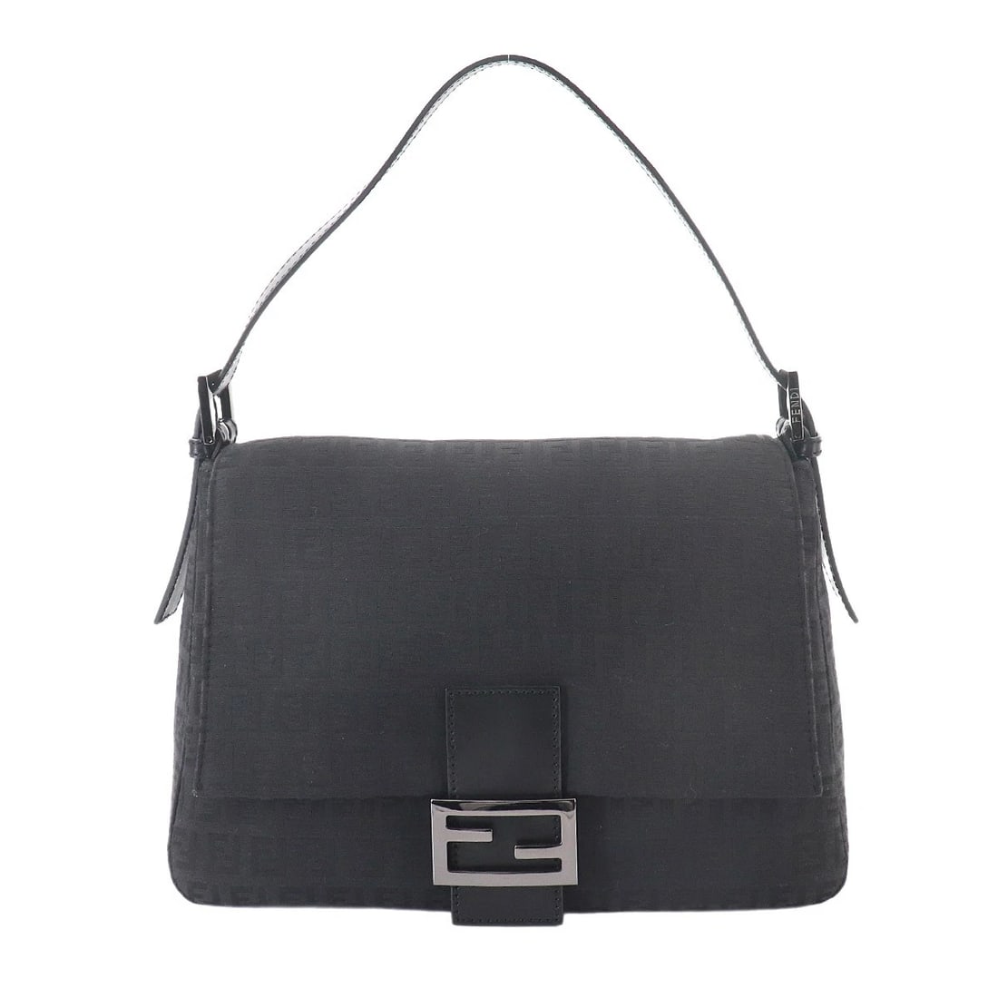 FENDI ZUCCHINO MAMMA BAGUETTE SHOULDER BAG CANVAS BLACK: FENDI Zucchino Mamma Baguette Shoulder Bag Canvas Black Brand: FENDI Type/Style: Shoulder Bag Material: Canvas , Leather Color: Black Size: W 11.02 inch, H 7.48 inch, D 4.72 inch Accessories: None