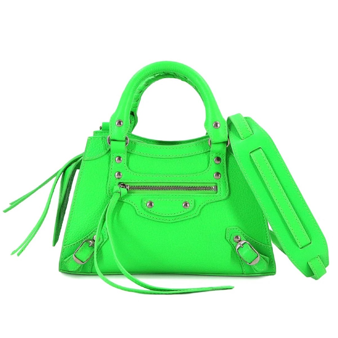 BALENCIAGA NEO CLASSIC CITY MINI HAND SHOULDER BAG LEATHER: BALENCIAGA Neo Classic City Mini Hand Shoulder Bag Leather Brand: BALENCIAGA Type/Style: Hand Bag / Shoulder Bag Material: Leather Color: Green Size: W 8.46 inch, H 5.91 inch, D 3.54 inch Accessor