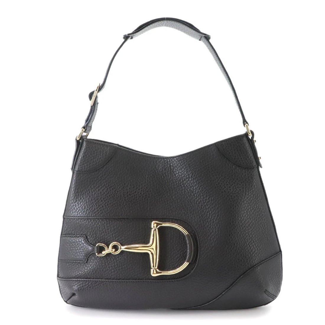 GUCCI HORSEBIT SHOULDER BAG LEATHER BLACK: GUCCI Horsebit Shoulder Bag Leather Black Brand: GUCCI Type/Style: Shoulder Bag Material: Leather Color: Black Size: W 12.60 inch, H 10.63 inch, D 1.18 inch Accessories: None Accessories N