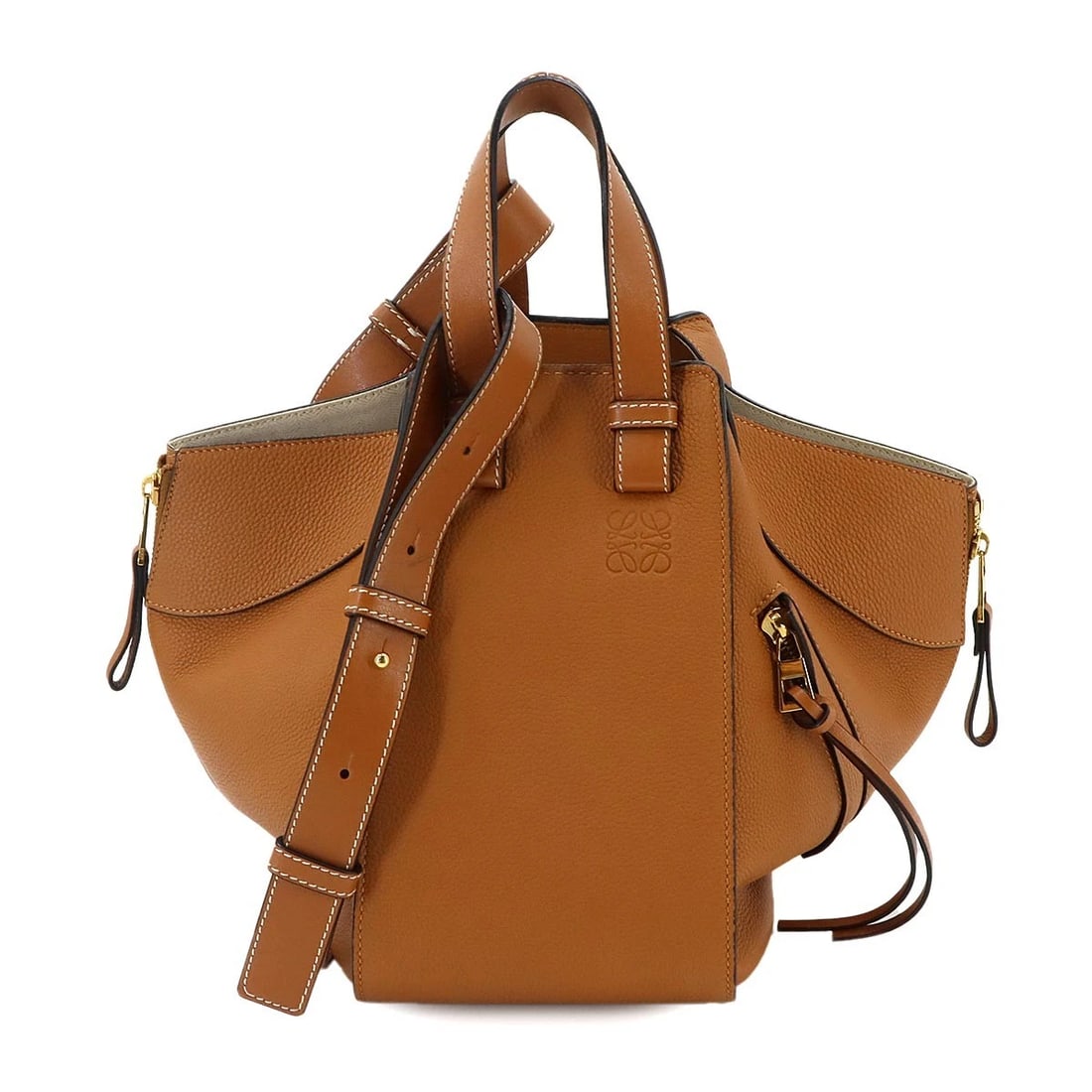 LOEWE HAMMOCK SMALL HAND SHOULDER BAG LEATHER: LOEWE Hammock Small Hand Shoulder Bag Leather Brand: LOEWE Type/Style: Hand Bag / Shoulder Bag Material: Leather Color: Brown Size: W 5.31 inch, H 9.06 inch, D 11.02 inch Accessories: None