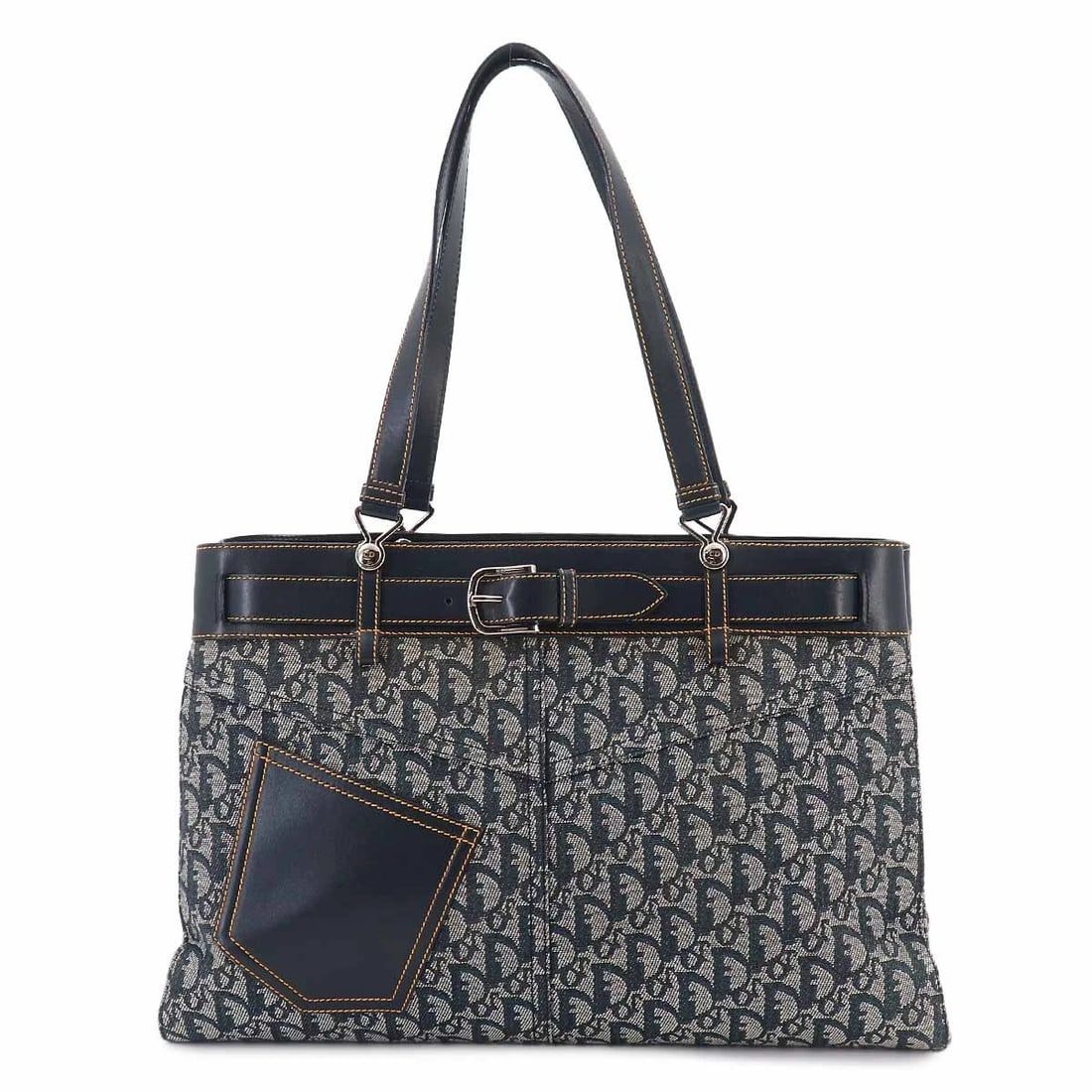 CHRISTIAN DIOR TROTTER TOTE BAG CANVAS LEATHER NAVY PURSE: Christian Dior Trotter Tote Bag Canvas Leather Navy Purse Brand: Christian Dior Type/Style: Tote Bag Material: Canvas , Leather Color: Navy Size: W 16.54 inch, H 10.63 inch, D 4.72 inch Accessorie