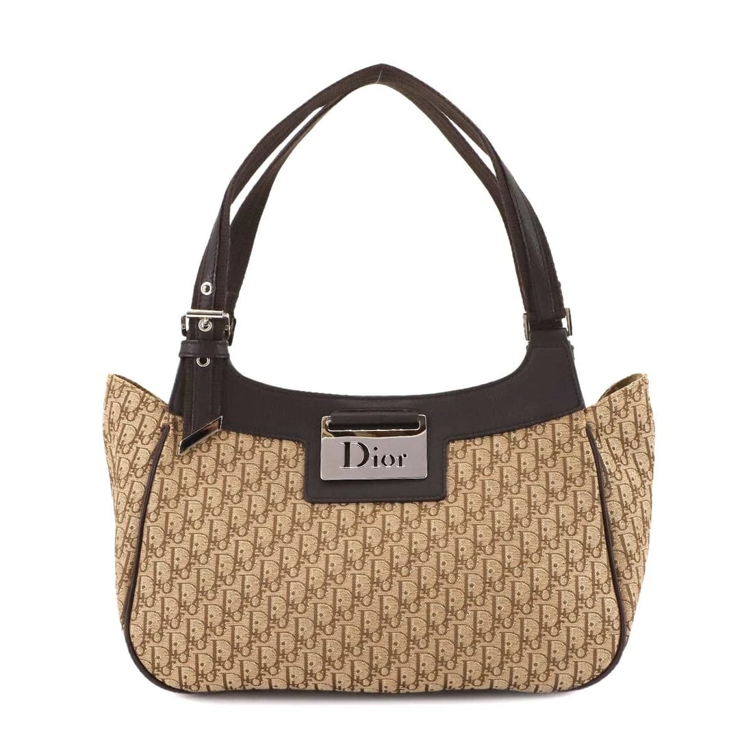 CHRISTIAN DIOR TROTTER STREET CHIC DIORISSIMO HAND BAG: Christian Dior Trotter Street Chic Diorissimo Hand Bag Brand: Christian Dior Type/Style: Hand Bag Material: Canvas , Leather Color: Brown Size: W 9.84 inch, H 7.09 inch, D 5.12 inch Accessories: N