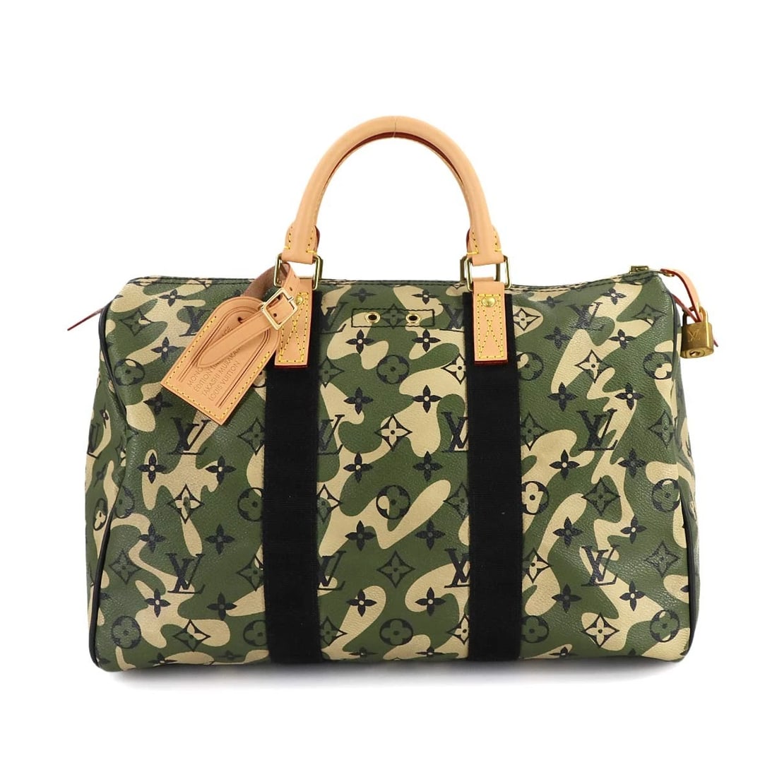 LOUIS VUITTON MONOGRAMO FLAGE SPEEDY 35 HAND BAG: LOUIS VUITTON Monogramo Flage Speedy 35 Hand Bag Brand: LOUIS VUITTON Type/Style: Hand Bag Material: Monogramo Flage Canvas Color: Green , Beige , Black Size: W 13.98 inch, H 9.25 inch, D 7.28 inch