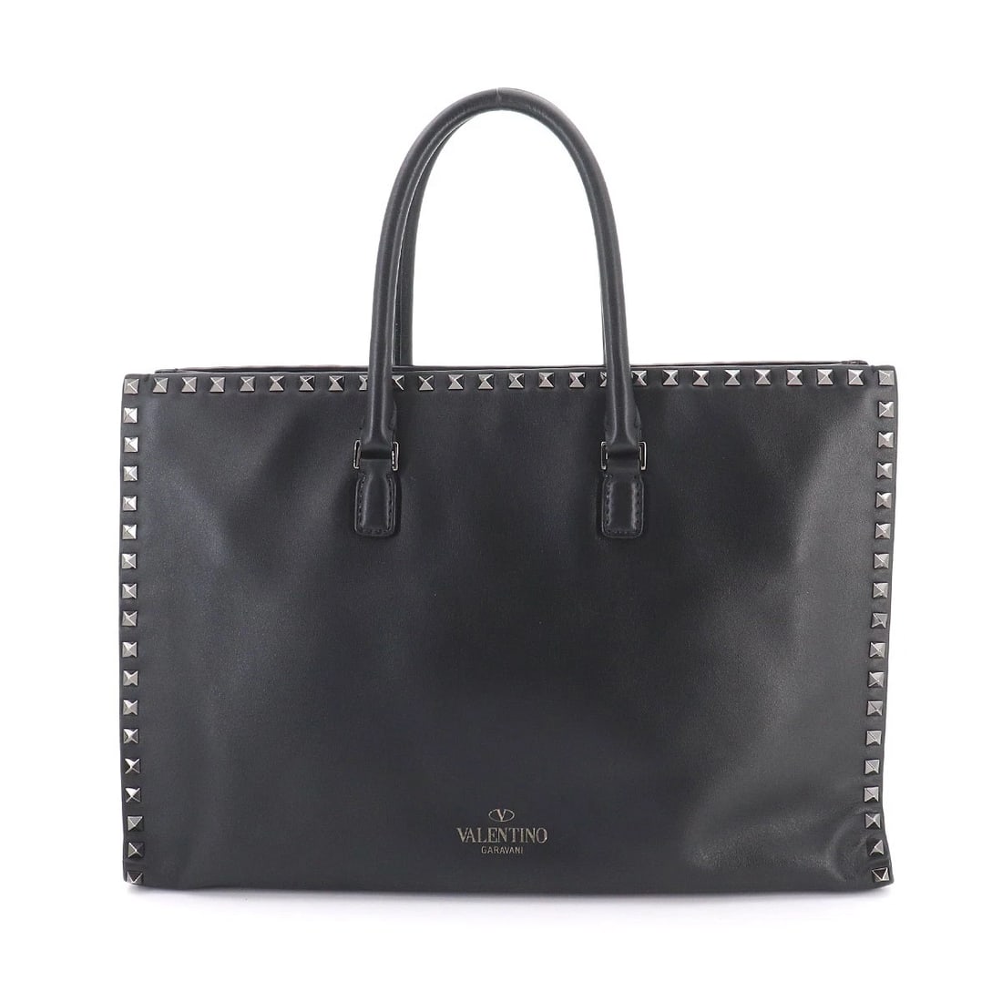 VALENTINO GARAVANI ROCKSTUDS 2WAY TOTE SHOULDER BAG: VALENTINO GARAVANI Rockstuds 2way Tote Shoulder Bag Brand: VALENTINO GARAVANI Type/Style: Tote Bag / Shoulder Bag Material: Leather Color: Black Size: W 15.35 inch, H 10.24 inch, D 5.91 inch Acces