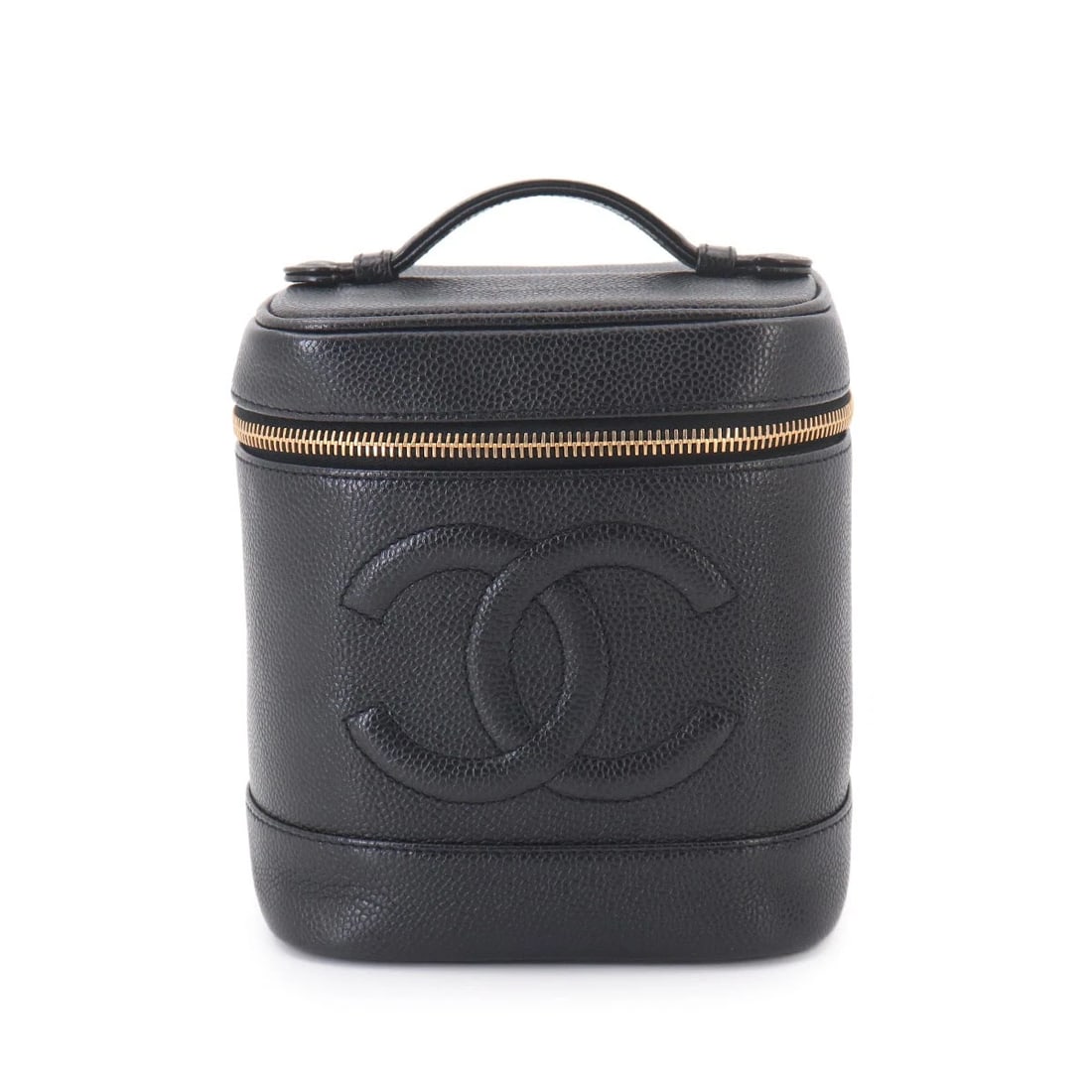 CHANEL VANITY HAND BAG LEATHER BLACK: CHANEL Vanity Hand Bag Leather Black Brand: CHANEL Type/Style: Hand Bag Material: Leather Color: Black Size: W 5.91 inch, H 6.50 inch, D 4.92 inch Accessories: None Accessories Notice: Whe