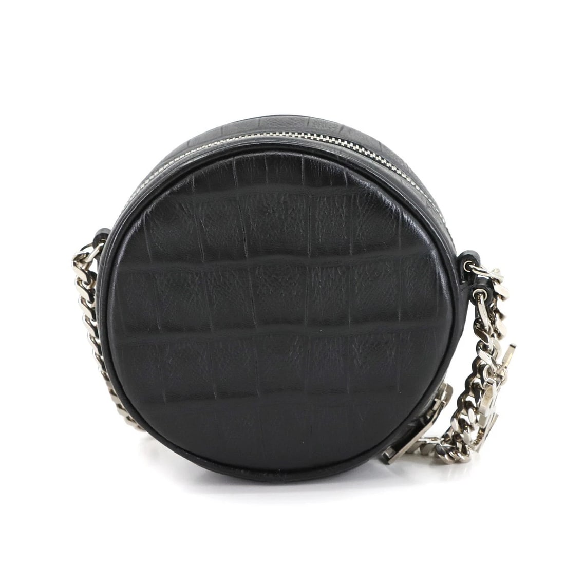 SAINT LAURENT ROUND CHAIN SHOULDER BAG LEATHER BLACK: SAINT LAURENT Round Chain Shoulder Bag Leather Black Brand: SAINT LAURENT Type/Style: Shoulder Bag Material: Leather Color: Black Size: W 4.72 inch, H 4.72 inch, D 2.17 inch Accessories: None