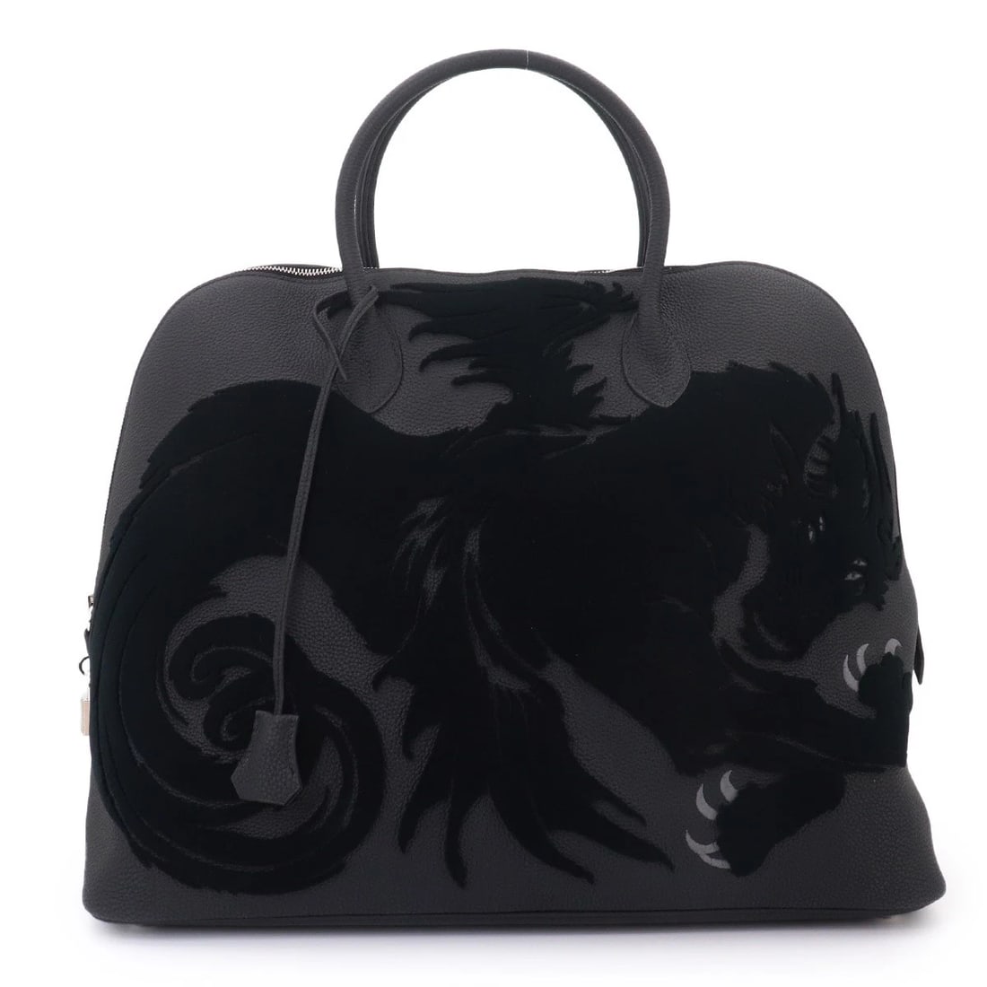 HERMES BOLIDE CHIMERES DRAGON HAND BAG TOGO VELVET BLACK BLUE: HERMES Bolide Chimeres Dragon Hand Bag Togo Velvet Black Blue Brand: HERMES Type/Style: Hand Bag Material: Togo , Velvet Color: Black , Blue lin Size: W 17.72 inch, H 14.57 inch, D 9.25 inch Acces
