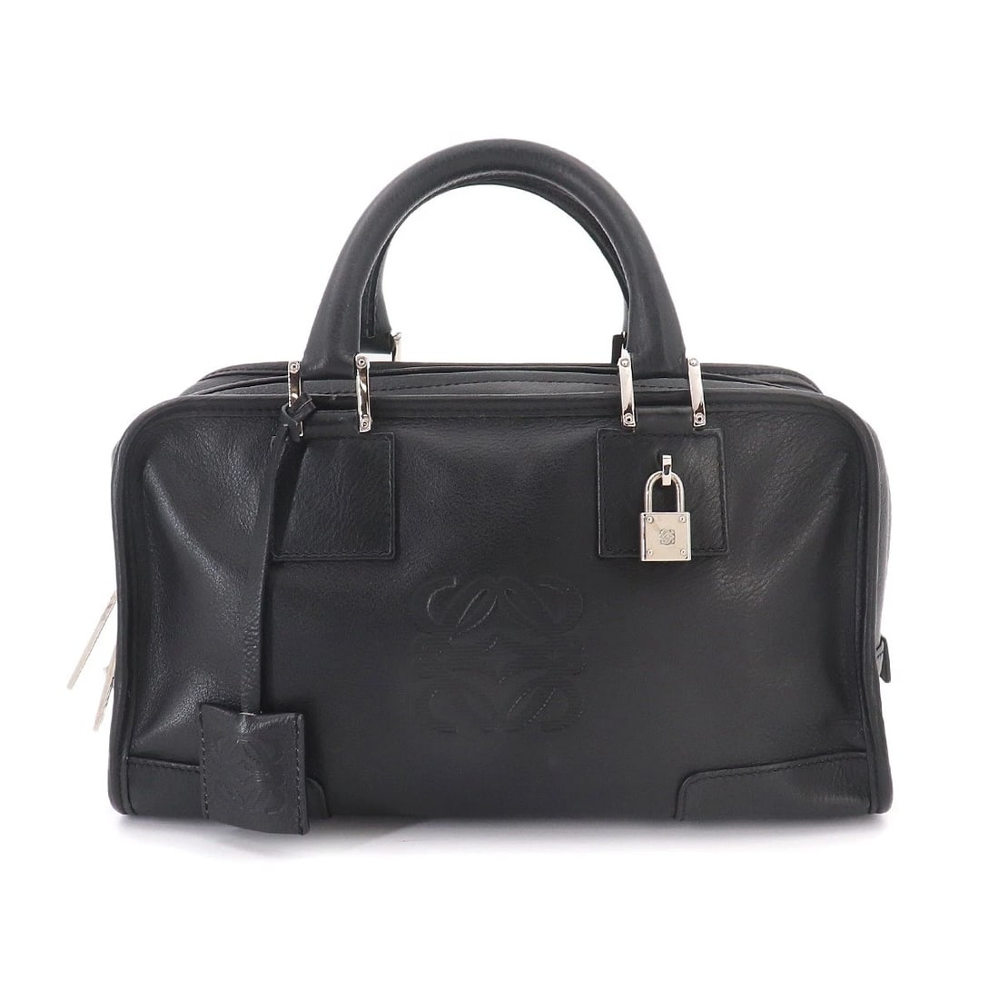 LOEWE 28 HAND BAG LEATHER BLACK ANAGRAM PURSE: LOEWE 28 Hand Bag Leather Black Anagram Purse Brand: LOEWE Type/Style: Hand Bag Material: Leather Color: Black Size: W 11.42 inch, H 6.30 inch, D 5.12 inch Accessories: None Accessories No