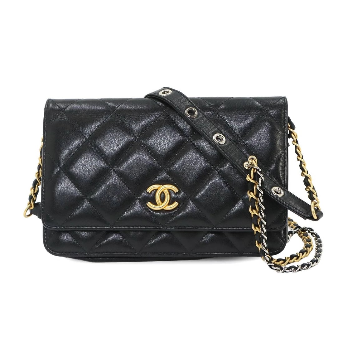 CHANEL MATELASSE CHAIN WALLET LEATHER BLACK (1 of 5)