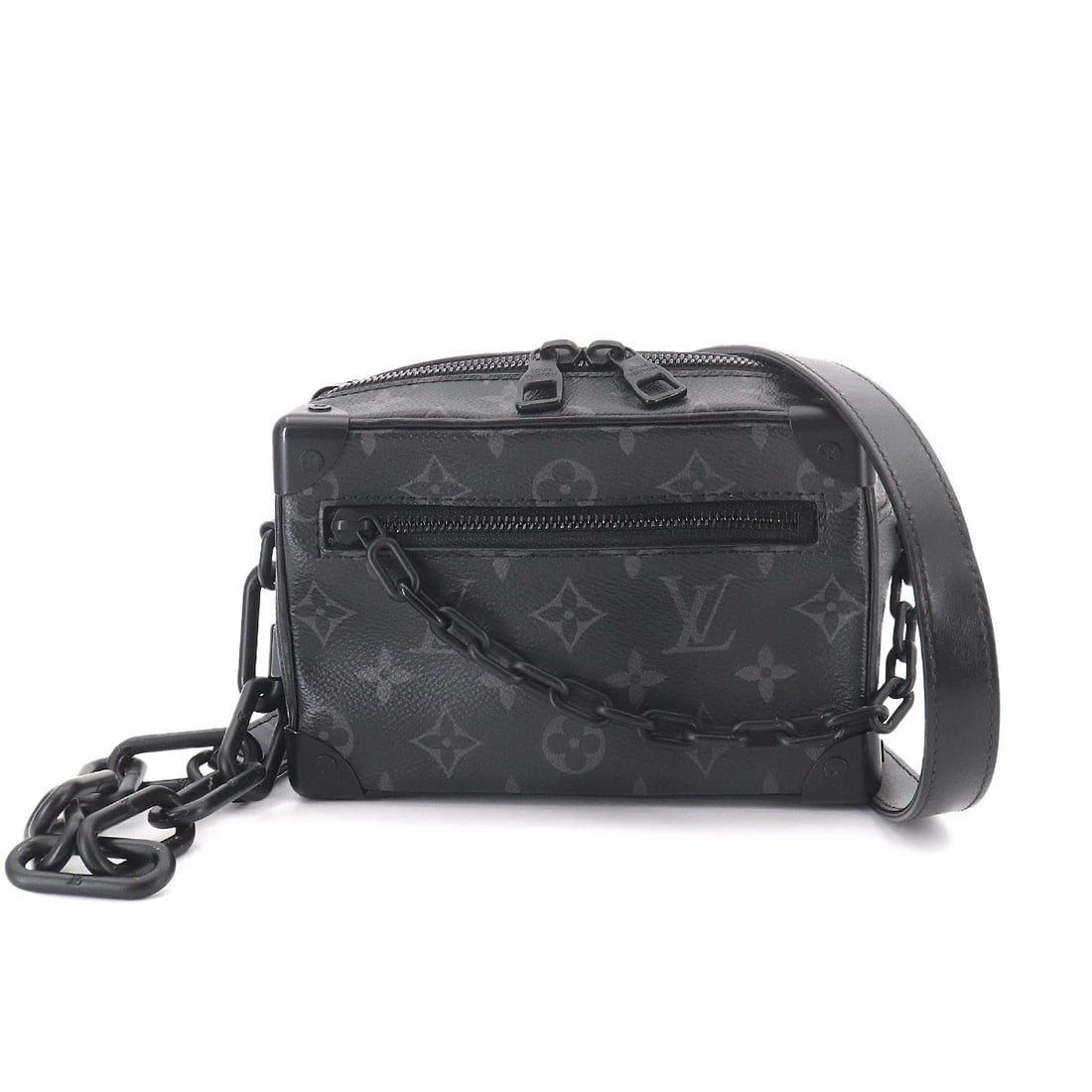 LOUIS VUITTON MONOGRAM ECLIPSE MINI SOFT TRUNK SHOULDER BAG: LOUIS VUITTON Monogram Eclipse Mini Soft Trunk Shoulder Bag Brand: LOUIS VUITTON Type/Style: Shoulder Bag Material: Monogram Eclipse Canvas Color: Monogram Eclipse Size: W 7.09 inch, H 4.72 inch, D 2.