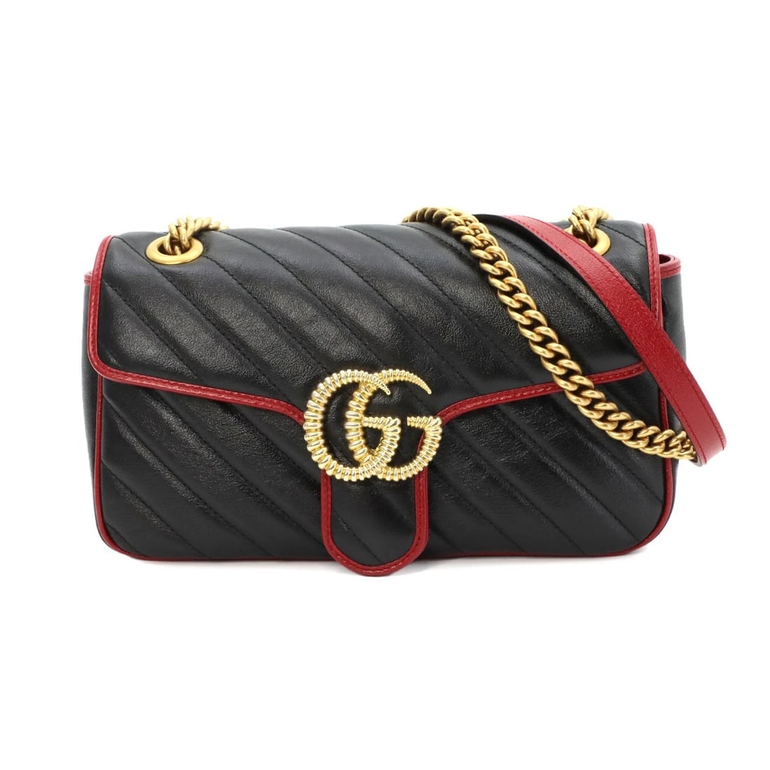 GUCCI GG MARMONT SHOULDER BAG LEATHER BLACK RED: GUCCI GG Marmont Shoulder Bag Leather Black Red Brand: GUCCI Type/Style: Shoulder Bag Material: Leather Color: Black , Red Size: W 9.84 inch, H 5.91 inch, D 2.76 inch Accessories: None Acc