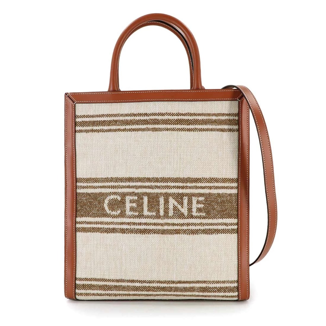 CELINE SMALL VERTICAL CABAS TOTE SHOULDER BAG: CELINE Small Vertical Cabas Tote Shoulder Bag Brand: CELINE Type/Style: Tote Bag / Shoulder Bag Material: Textile , Leather Color: Tabacco , Tan Size: W 11.22 inch, H 12.60 inch, D 3.15 inch