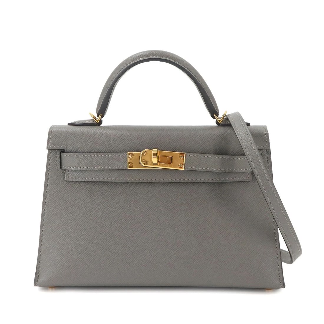 HERMES MINI KELLY 20 VEAU MADAME GRIS MEYER HAND SHOULDER BAG: HERMES Mini Kelly 20 Veau Madame Gris Meyer Hand Shoulder Bag Brand: HERMES Type/Style: Hand Bag / Shoulder Bag Material: Veau Madame Color: Gris Meyer Size: W 7.48 inch, H 4.72 inch, D 2.17 inch