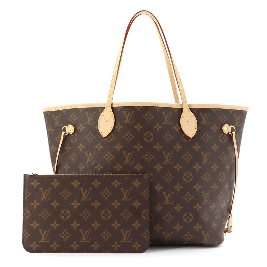 LOUIS VUITTON MONOGRAM NEVERFULL MM TOTE BAG BEIGE: LOUIS VUITTON Monogram Neverfull MM Tote Bag Beige Brand: LOUIS VUITTON Type/Style: Tote Bag Material: Monogram Canvas Color: Monogram , Beige Size: W 12.60 inch, H 11.22 inch, D 6.30 inch Accesso