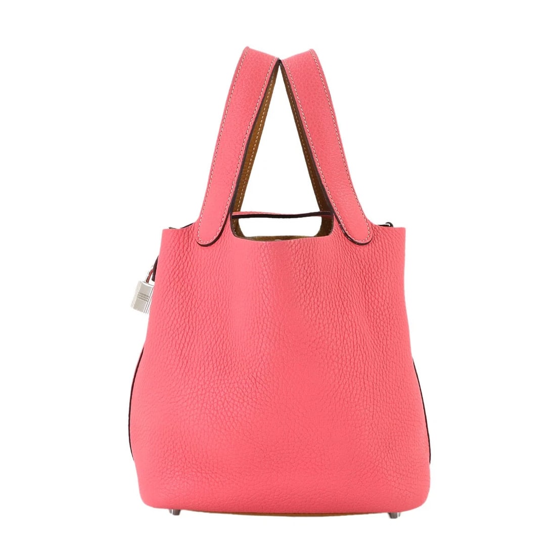 HERMES PICOTIN LOCK CASAQUE PM HAND BAG TAURILLON CLEMENCE ROSE: HERMES Picotin Lock Casaque PM Hand Bag Taurillon Clemence Rose Brand: HERMES Type/Style: Hand Bag Material: Taurillon Clemence Color: Rose Azalee , Sesami Size: W 7.09 inch, H 7.48 inch, D 5.31 inch 