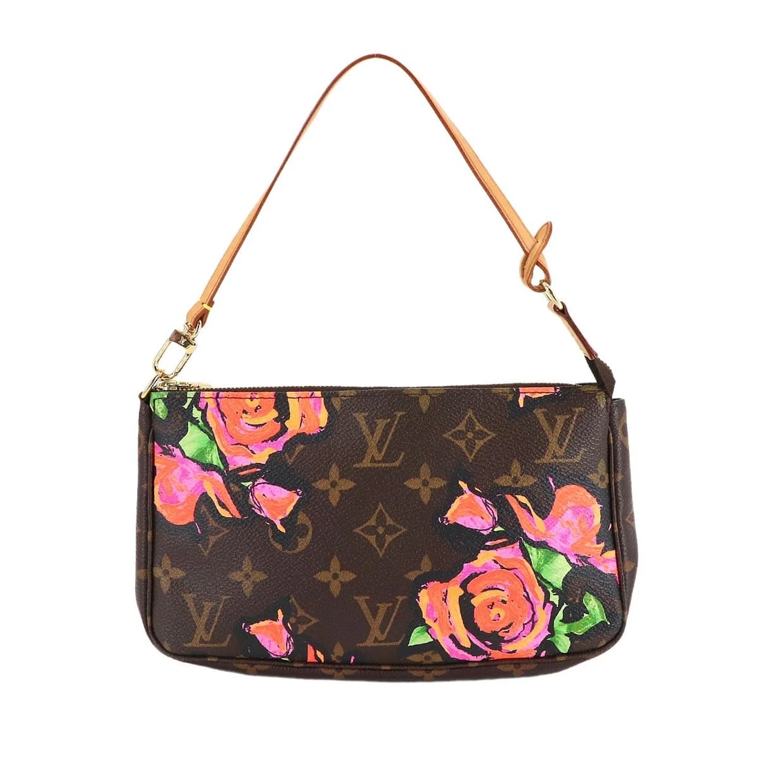 LOUIS VUITTON MONOGRAM ROSE POCHETTE ACCESSOIRES HAND BAG: LOUIS VUITTON Monogram Rose Pochette Accessoires Hand Bag Brand: LOUIS VUITTON Type/Style: Hand bag Material: Monogram Rose Canvas Color: Monogram Rose Size: W 8.46 inch, H 5.12 inch, D 1.18 inch
