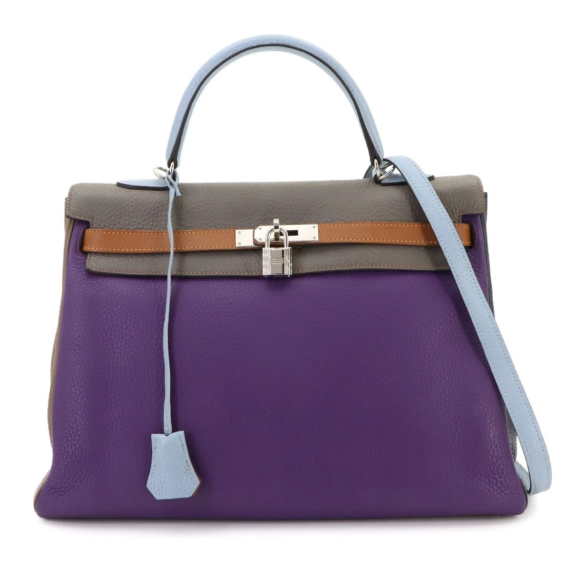 HERMES KELLY 35 ARLEQUIN TAURILLON CLEMENCE VIOLET HAND SHOULDER BAG: HERMES Kelly 35 Arlequin Taurillon Clemence Violet Hand Shoulder Bag Brand: HERMES Type/Style: Hand Bag / Shoulder Bag Material: Taurillon Clemence Color: Ultra Violet , Etain , Etope , Gold , etc