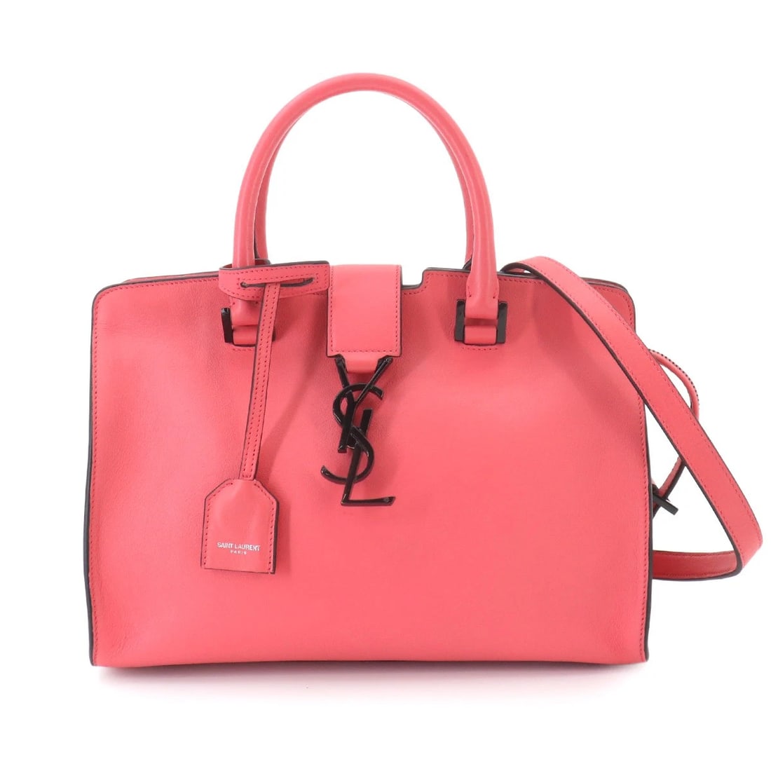 SAINT LAURENT BABY CABAS HAND SHOULDER BAG: SAINT LAURENT Baby Cabas Hand Shoulder Bag Brand: SAINT LAURENT PARIS Type/Style: Hand Bag / Shoulder Bag Material: Leather Color: Pink Size: W 10.24 inch, H 7.28 inch, D 4.53 inch Accessories: None