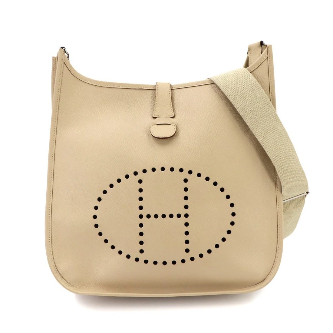 HERMES EVELYNE3 GM SHOULDER BAG EPSOM PARCHMENT: HERMES Evelyne3 GM Shoulder Bag Epsom Parchment Brand: HERMES Type/Style: Shoulder Bag Material: Epsom Color: Parchment Size: W 13.19 inch, H 13.78 inch, D 3.54 inch Accessories: None Accessories