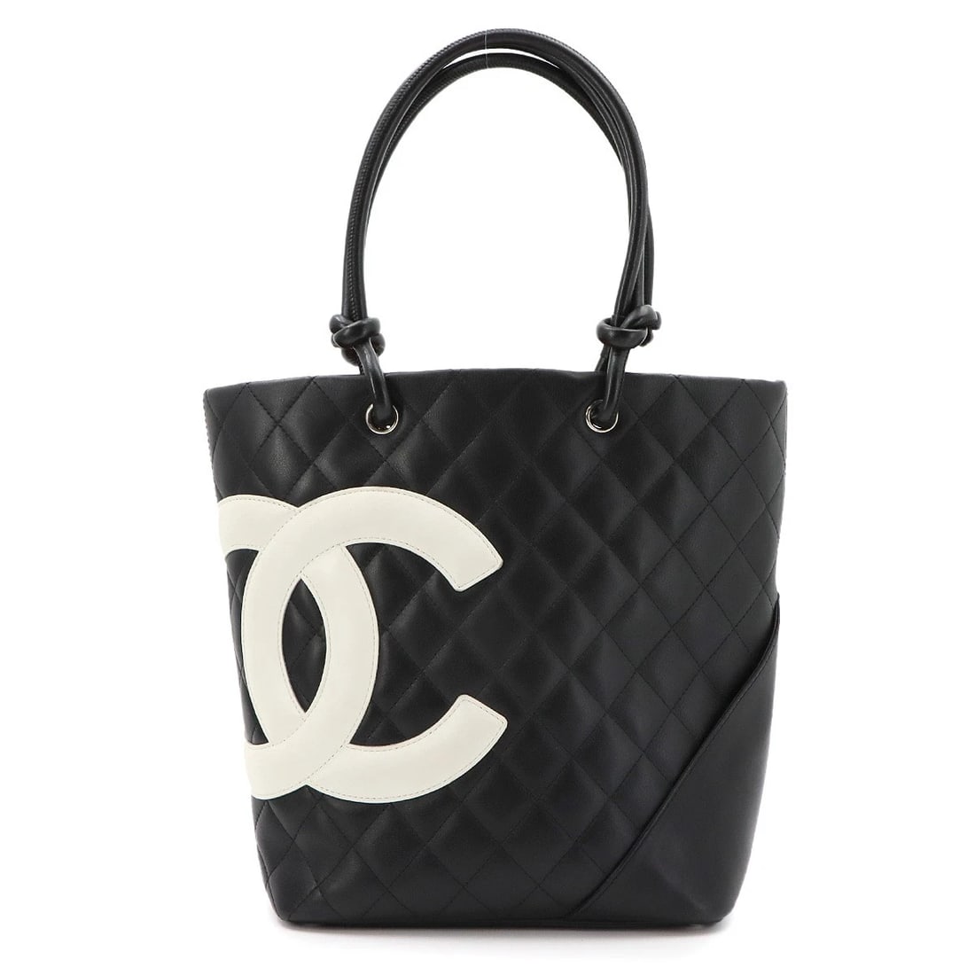 CHANEL CAMBON LINE MEDIUM TOTE BAG LEATHER: CHANEL Cambon Line Medium Tote Bag Leather Brand: CHANEL Type/Style: Tote Bag Material: Leather Color: Black , White Size: W 7.87 inch, H 9.84 inch, D 4.72 inch Accessories: None Accessories Notice:
