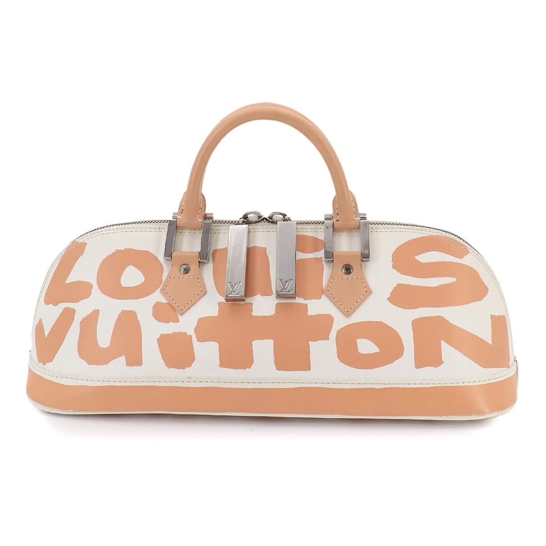LOUIS VUITTON MONOGRAM GRAFFITI ALMA HORIZONTAL HAND BAG: LOUIS VUITTON Monogram Graffiti Alma Horizontal Hand Bag Brand: LOUIS VUITTON Type/Style: Hand Bag Material: Leather Color: Blanc , Beige Size: W 14.96 inch, H 5.91 inch, D 4.72 inch Accessories: