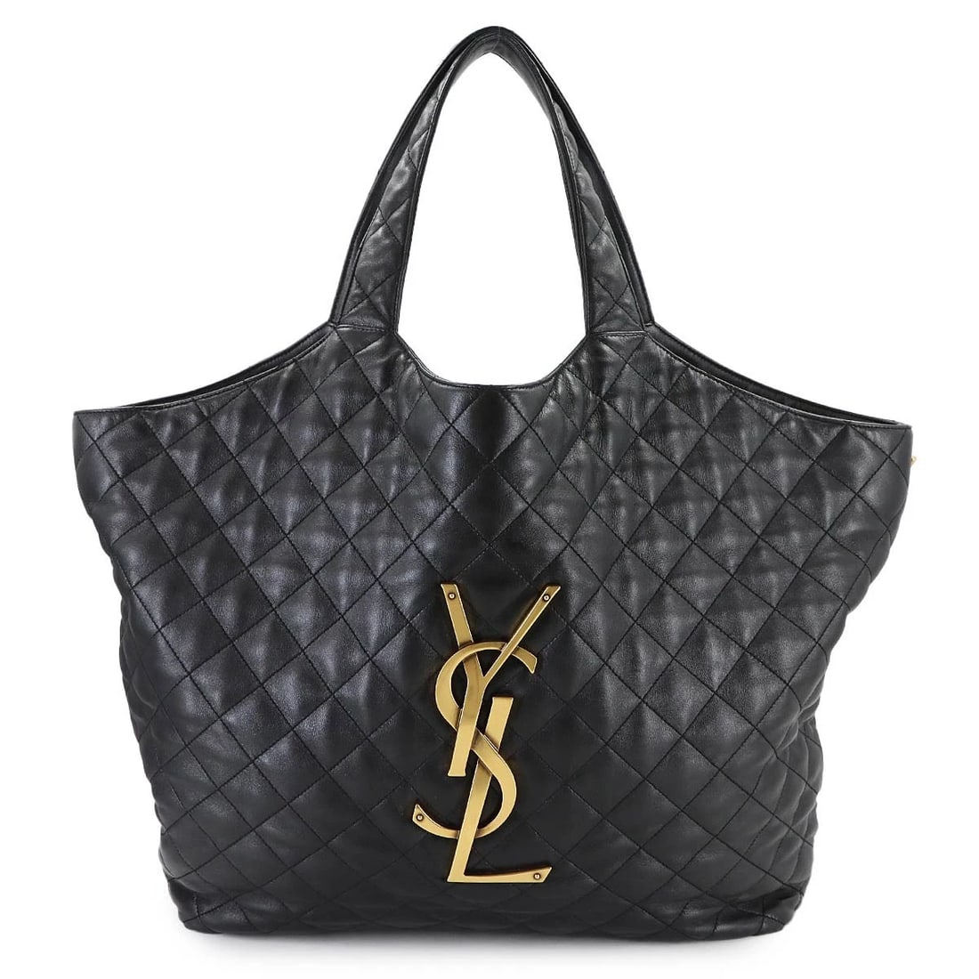 SAINT LAURENT ICARE MAXI SHOPPING TOTE BAG LEATHER BLACK: SAINT LAURENT Icare Maxi Shopping Tote Bag Leather Black Brand: SAINT LAURENT Type/Style: Tote Bag Material: Leather Color: Black Size: W 14.17 inch, H 14.17 inch, D 3.15 inch Accessories: None