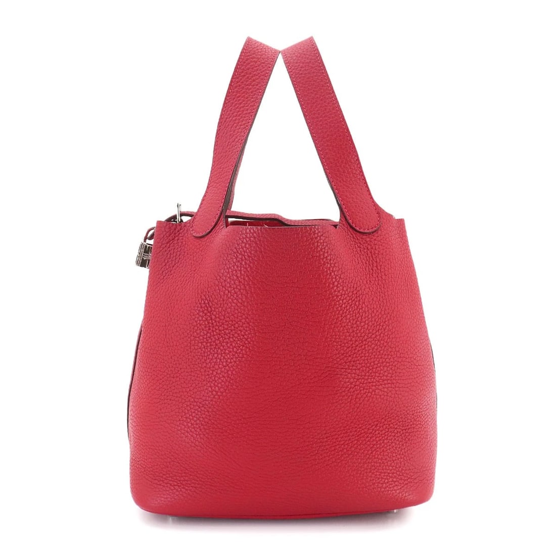 HERMES PICOTIN LOCK MM HAND BAG TAURILLON CLEMENCE ROUGE: HERMES Picotin Lock MM Hand Bag Taurillon Clemence Rouge Brand: HERMES Type/Style: Hand Bag Material: Taurillon Clemence Color: Rouge Piment Size: W 8.66 inch, H 8.66 inch, D 6.89 inch Accessories