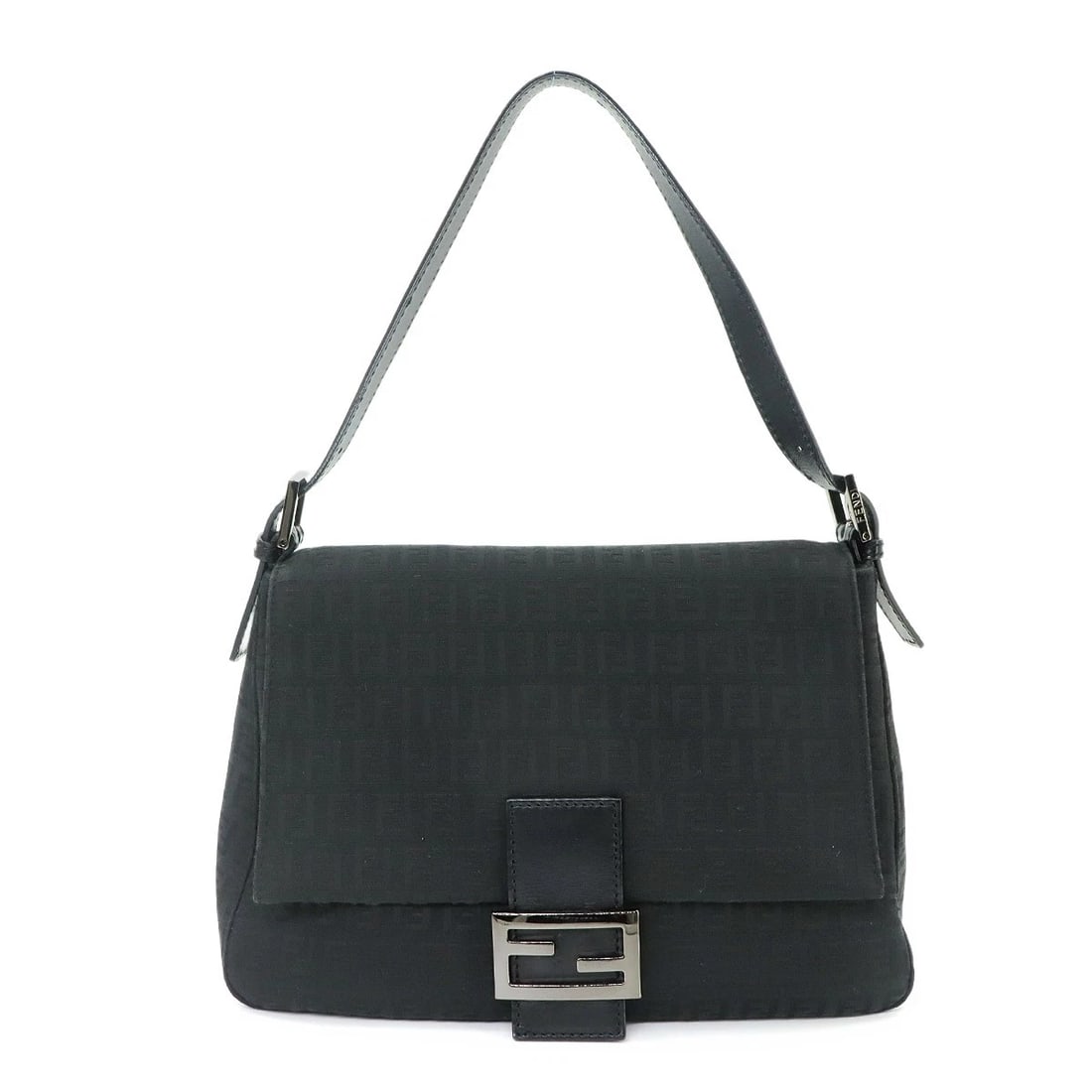 FENDI ZUCCHINO MAMMA BAGUETTE SHOULDER BAG: FENDI Zucchino Mamma Baguette Shoulder Bag Brand: FENDI Type/Style: Shoulder Bag Material: Canvas , Leather Color: Black Size: W 11.42 inch, H 7.48 inch, D 4.72 inch Accessories: None Acce